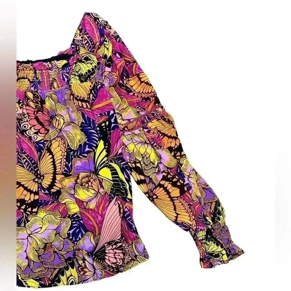 Alexandra Farmer Puff-Sleeved Blouse Butterfly Funky Sz XS - Picture 4 of 7